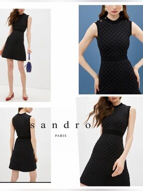 Sandro paris  many quilted lurex knit dress